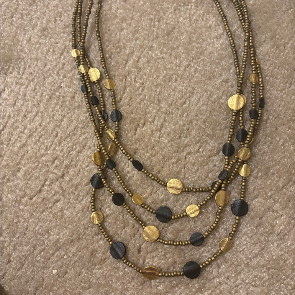 Avenue Gold and Black Layered Necklace